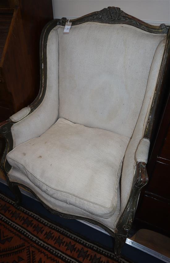 A 19th century French painted fauteuil